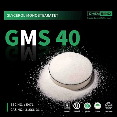 E471 CAS Nr.{1}} Glicerīna monostearāta GMS 40 pulveris