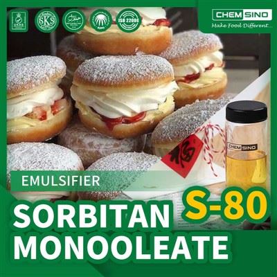 Sorbitāna monooleāta emulgatora izmantošana pārtikā